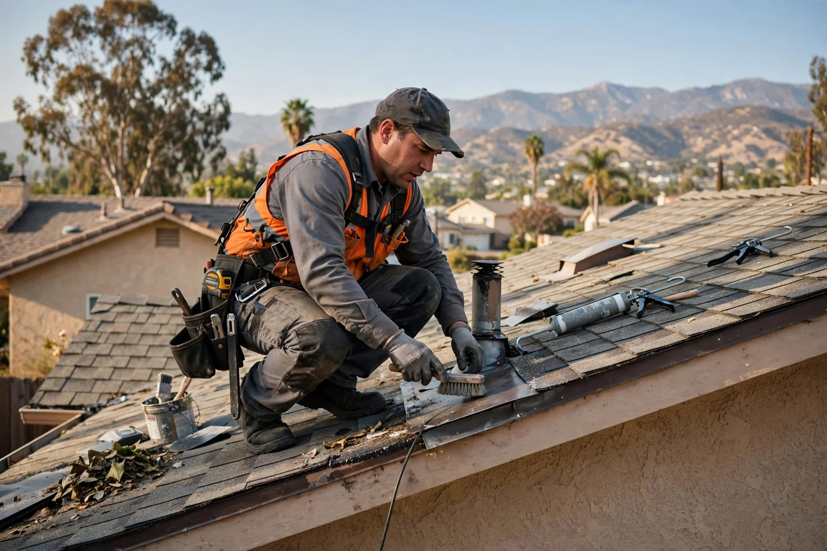 Seamless aluminum gutter run installed on a La Verne home
